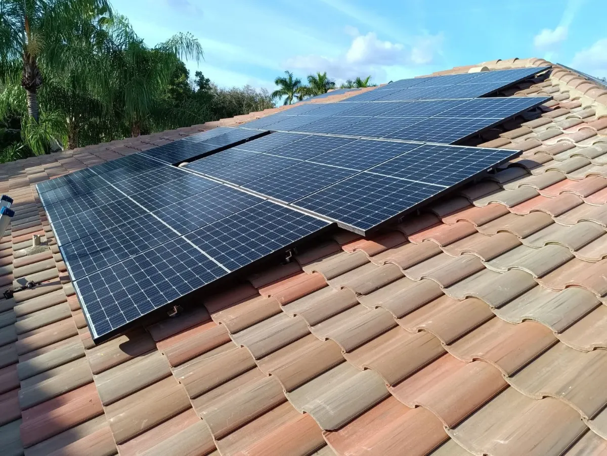 Solar array reinstalled on a terracotta tile roof in South Florida